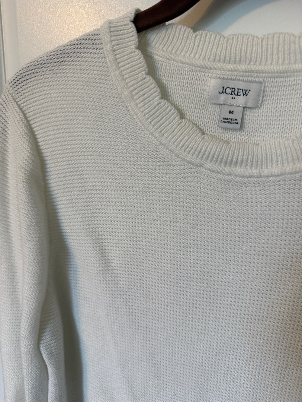 J.Crew Factory Waffle Knit Crewneck Tops Bundle 2 Medium Cream Oatmeal - Picture 3 of 6